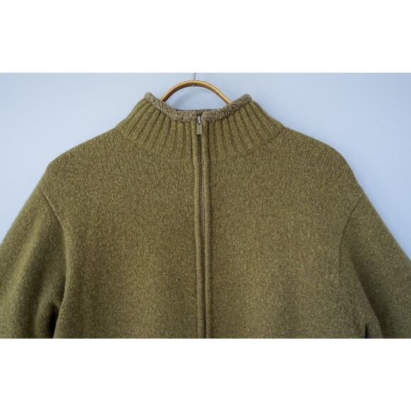 LL Bean Men Lambswool Sherpa Lined Sweater Jacket M Preppy Outdoor Grandpa Gorp - Picture 6 of 15